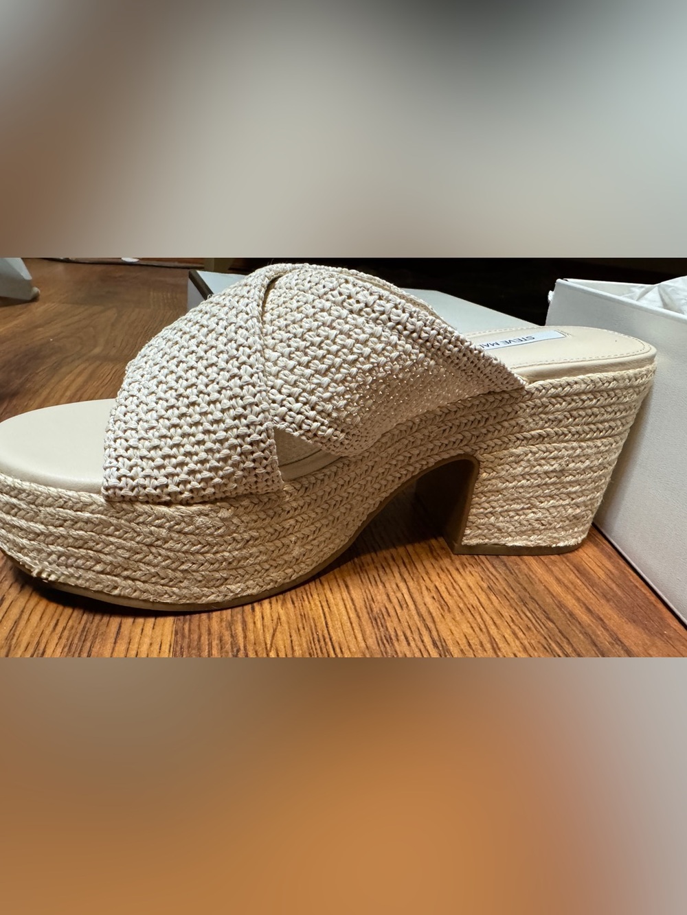 Steve Madden Woven Braided Platform Sandal - Cream